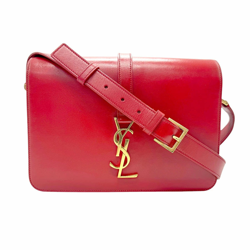 Saint Laurent Cassandra chain bag red grain de poudre leather